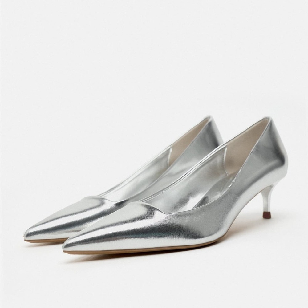 ZARA METALLIC HIGH HEELED SHOES - SIZE 6.5 - BRAND NEW WITH TAG